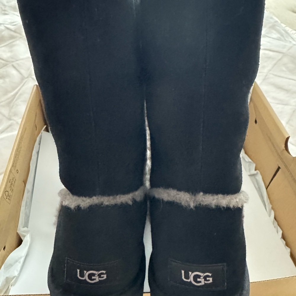 UGG Black Suede Short Shearling Boots